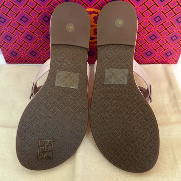 NWT Tory Burch miller sandals seashell pink rhinestone encrusted logo. Size 5
